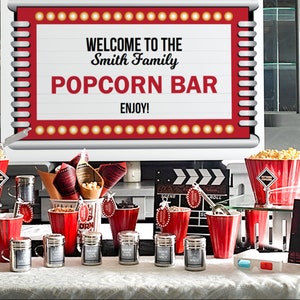 Printable Popcorn Bar Welcome Sign for Movie Night, Instant Download ...
