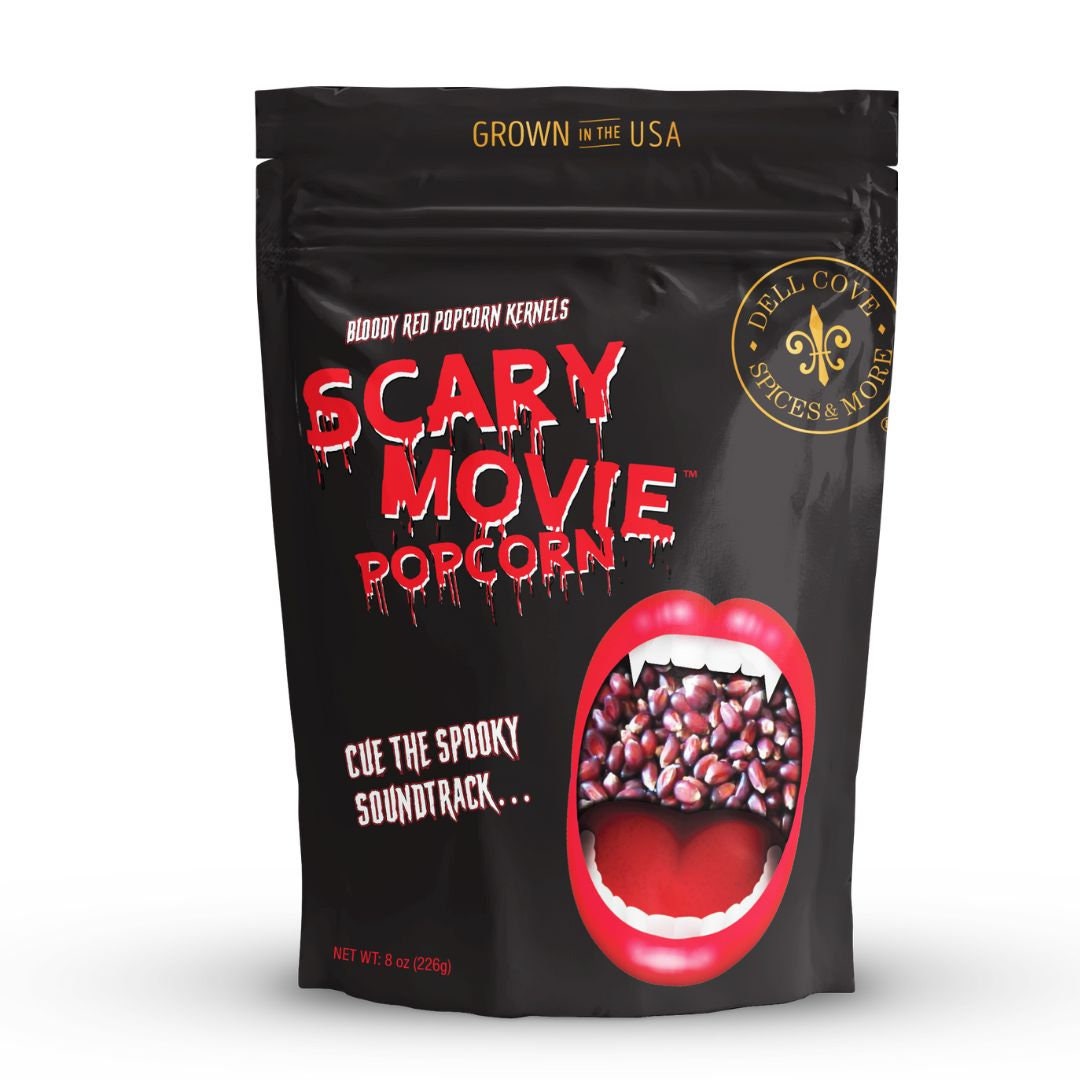 Bloody Red Halloween Popcorn - Horror movie gourmet popcorn kernels & Halloween gift, scary movie night popcorn bucket for haunted houses