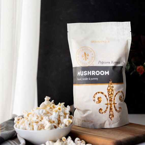 white mushroom popcorn kernels
