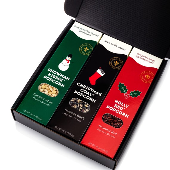 Popcorn Gift Set - Christmas popcorn snack box for Xmas holiday movie night with family, no sodium father in law gift, funny Christmas coal Il_570xn