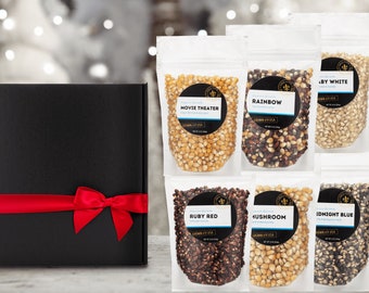 Pick Your Own Gourmet popcorn sampler - old fashioned popping corn for movie night, custom gift set of colored popcorn kernels for foodies