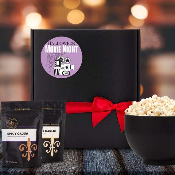 Scary Movie Night Gift Box - Gourmet popcorn and seasoning snack box for Halloween movie night, scary movie treats Il_570xn