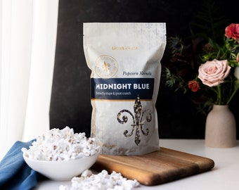 Midnight Blue Popcorn in Bulk - Hulless butterfly kernels, all natural healthy snack, gluten free and non GMO, organic microwave popcorn