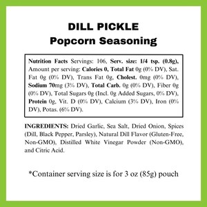 Dill Pickle Popcorn Seasoning flavored popcorn spice mix, tangy pickle blend, gluten-free and vegan pickle popcorn seasoning gift image 2