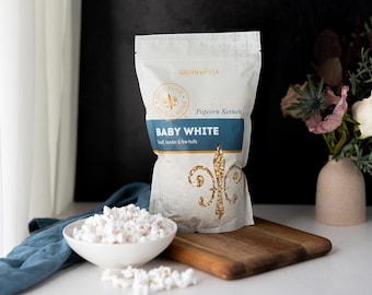 Baby White Gourmet Popcorn Kernels: Tender, Nearly Hulless Popcorn