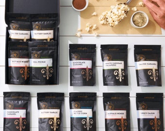 Gourmet-Popcorn-Gewürze im personalisierten Geschenkset - Brettspiel-Snack-Mix, Popcorn-Gewürze mit Filmgeschmack, Popcorn-Geschenke, Glutenfrei, Vegan