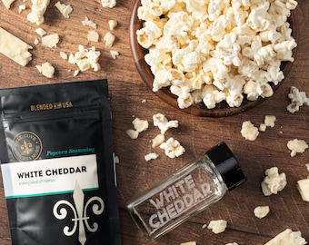 Condimento para palomitas de maíz con queso cheddar blanco y parmesano: mezcla de palomitas de maíz con queso