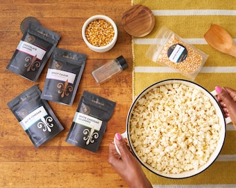 Popcorn Seasoning Kit with 10 Gluten-free popcorn toppings - comes with popcorn kernels in a gift box, anniversary gift for boyfriend