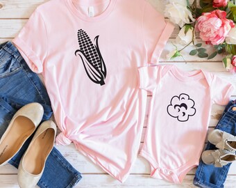 Popped Corn Baby One Piece - Matching mother and daughter outfits, baby shower gift for girl mom