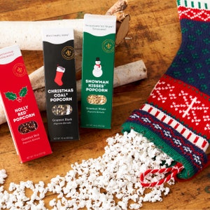 Christmas Popcorn Trio Gift Set: Gourmet Holiday Movie Night Snack Box