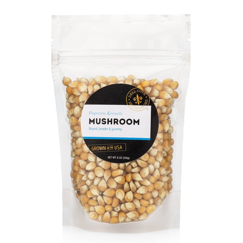 Mushroom Popcorn Kernels extra large popcorn for caramel and candied popcorn, mushroom popcorn for dinner, snacks, film nights & parties MUSHROOM / HALF LB