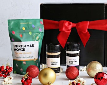 Christmas Movie Night Popcorn Gift Box: Gourmet Snack Holiday Set