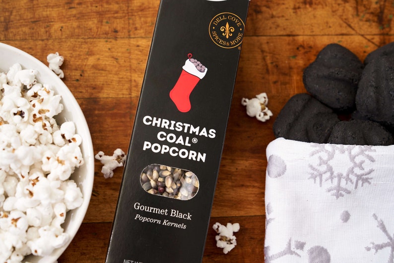 Christmas Coal popcorn - black popcorn for your edible lump of coal, faux coal stocking, naughty or nice gift under 20 dollars 