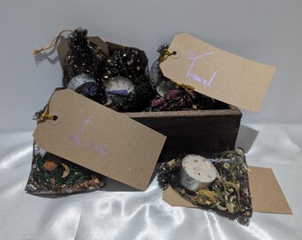 Focused Intention Spell Bag: Herbs, Crystals, Candle