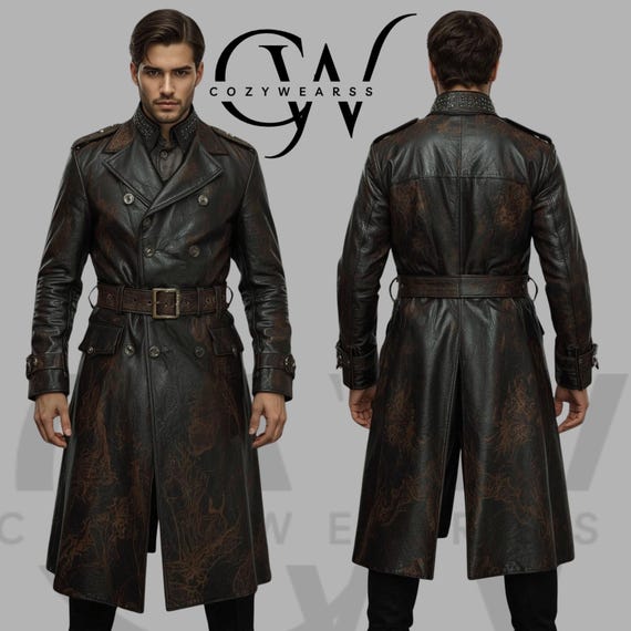 Handmade Gothic Leather Trench Coat: Steampunk Cosplay Jacket - Etsy