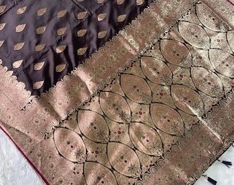 Soft Silk Saree: Zari Woven Pallu, Two-Tone Banarasi Satin