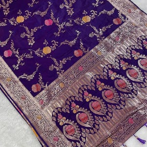 Banarasi Silk Saree: Zari Meenakari Weaving, Rich Pallu Tassels
