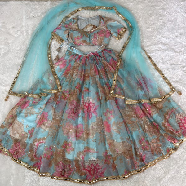 Tebby Silk Ready to Wear Lehenga Choli: Real Mirror & Sequin Embroidery with Fancy Dupatta