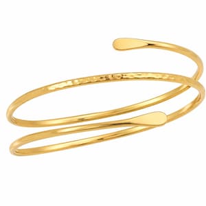 14K Solid Gold Minimalist Arm Cuff Bracelet, Upper Arm Band, Gold Armlet for Women, Adjustable Arm Cuff, Elegant Arm Jewelry, Gift