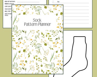 Printable and writeable sock planner. Ready to use digitally as well as a printed notebook. Useful tool for a modern maker and crafter.