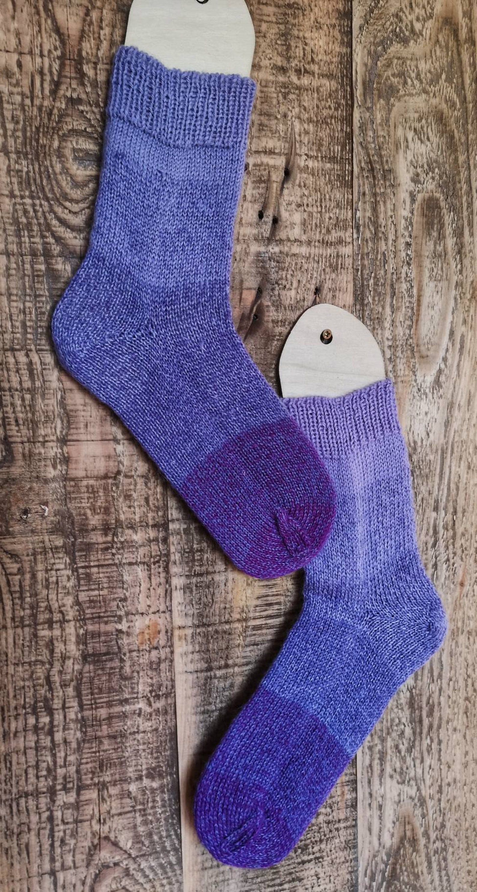 Hand Knitted Lavender Socks Seamless Wool Socks Gift Socks Etsy
