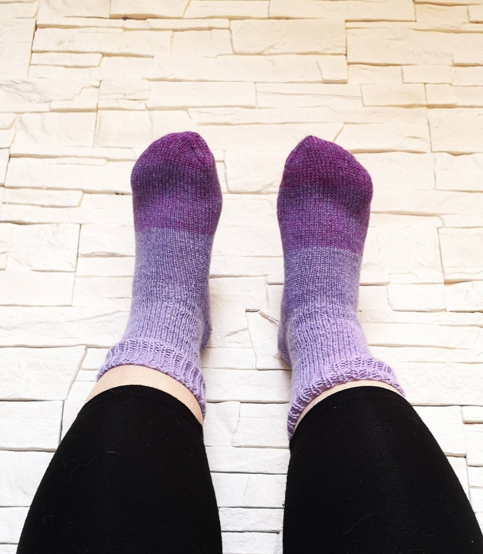 Hand Knitted Lavender Socks Seamless Wool Socks Gift Socks Etsy