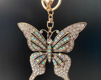 Rhinestone Butterfly Keychain: Sparkling Crystal Bag Charm