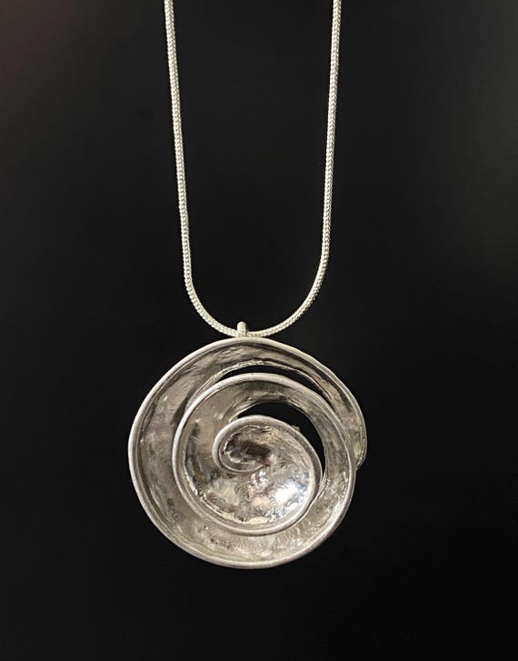 Elegant Silver Swirl Pendant Sterling Silver Swirl Necklace by Balsamroot Jewelry main image 4