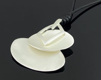 Modern Silver Geometric Pendant Necklace | Minimalist Statement Jewelry