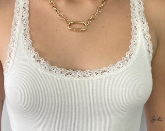 Collar de cadena gruesa de oro: Gargantilla llamativa con eslabones ovalados llamativos