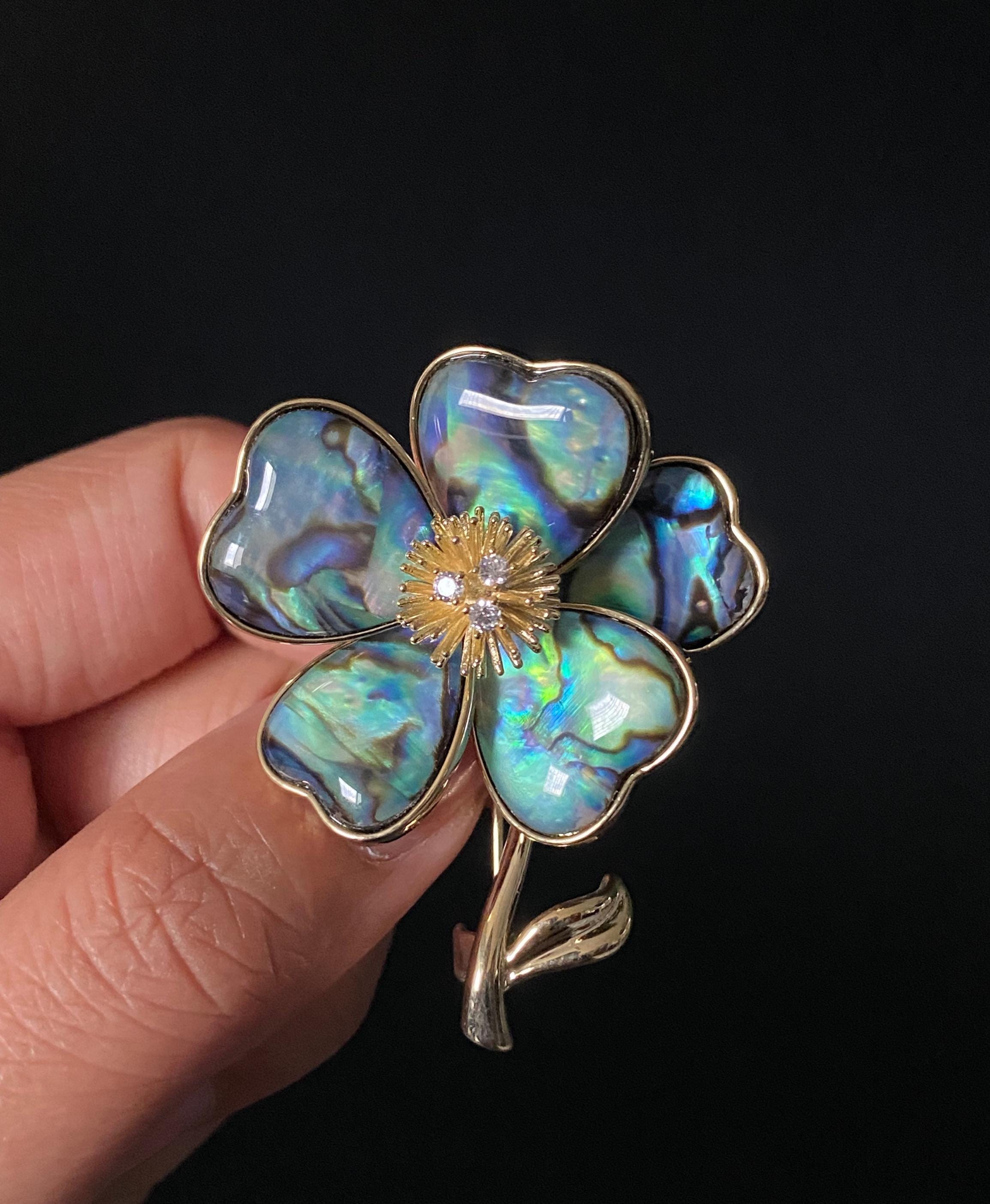 Abalone Shell Flower Brooch