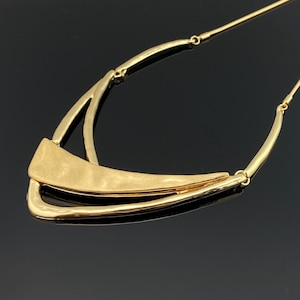 Statementketting, goudkleurige geometrische kraag, moderne hanger cadeau