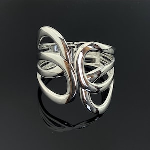 Silber Abstrakt Manschette Armband Moderne skulpturale offene Armreif Minimalist Statement Schmuck für Frauen