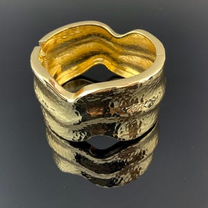 Hammered Gold Statement Cuff: Wide Sculpted Bangle Bracelet