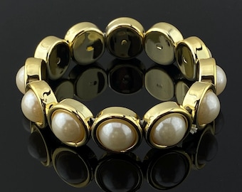 Gold Faux Perlenarmband: Vintage Style Statement Armreif