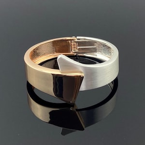 Adjustable Geometric Cuff Bracelet Bangle - Rose Gold/Silver