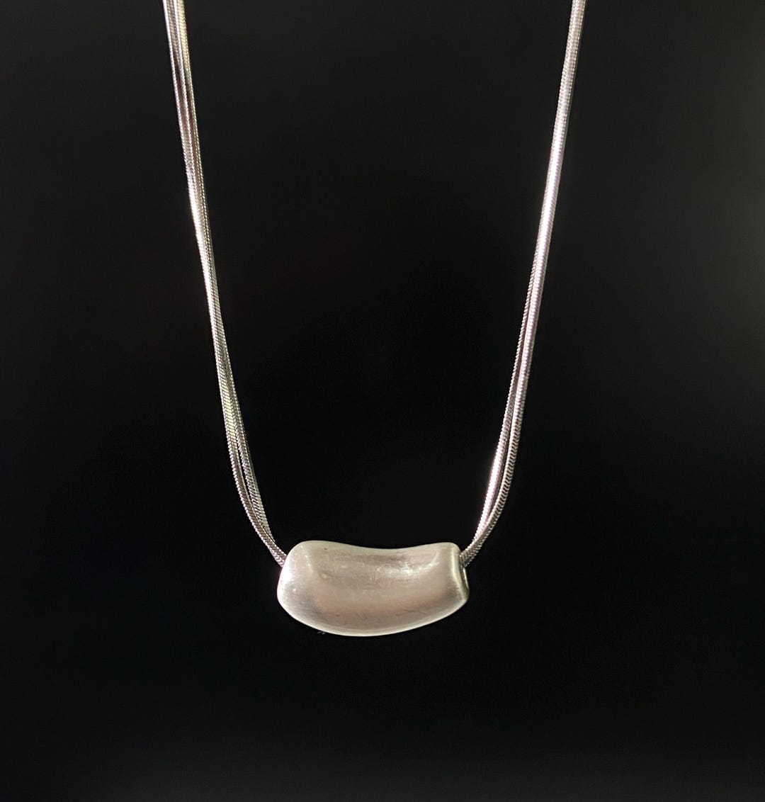 Silver Bean Necklace Magnet Closure 16