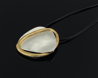 Modern Sculptural Pendant Necklace – Mixed Metal Jewelry