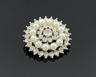 Broche de perlas y diamantes de imitación – Broche de novia de inspiración vintage