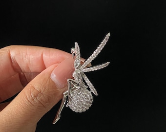 Crystal Fairy Brooch Pin, Silver Rhinestone Lapel Pin