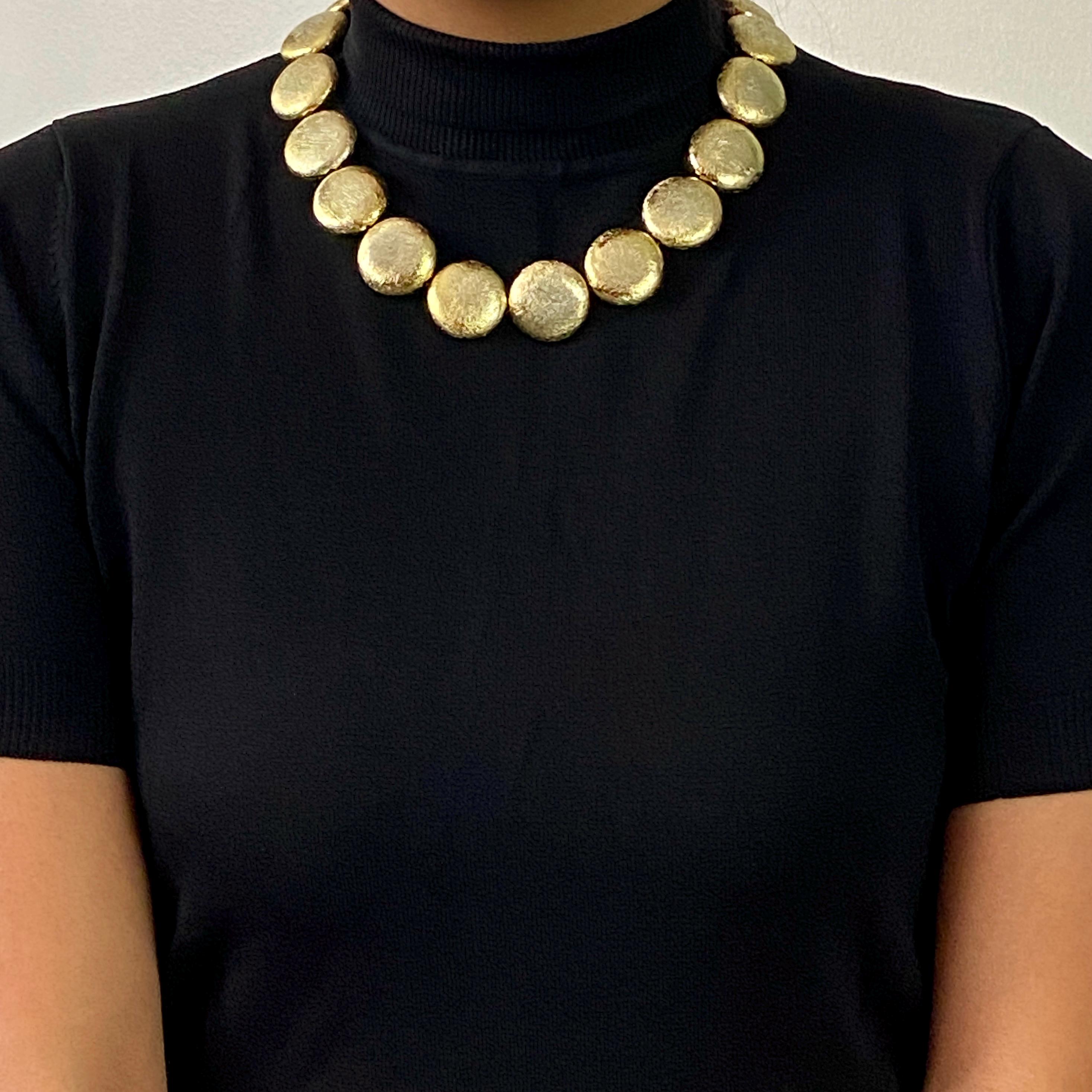 Must-haves for your summer stack ✨ Our new disc chain Y  Gold Disc Statement Necklace | Modern Collar Necklace | Chic Resort Jewelry main image 1