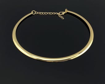 Gold Collar Necklace, Minimalist Gold Choker, Adjustable Extender Chain, Layering Jewelry, Gift for Her