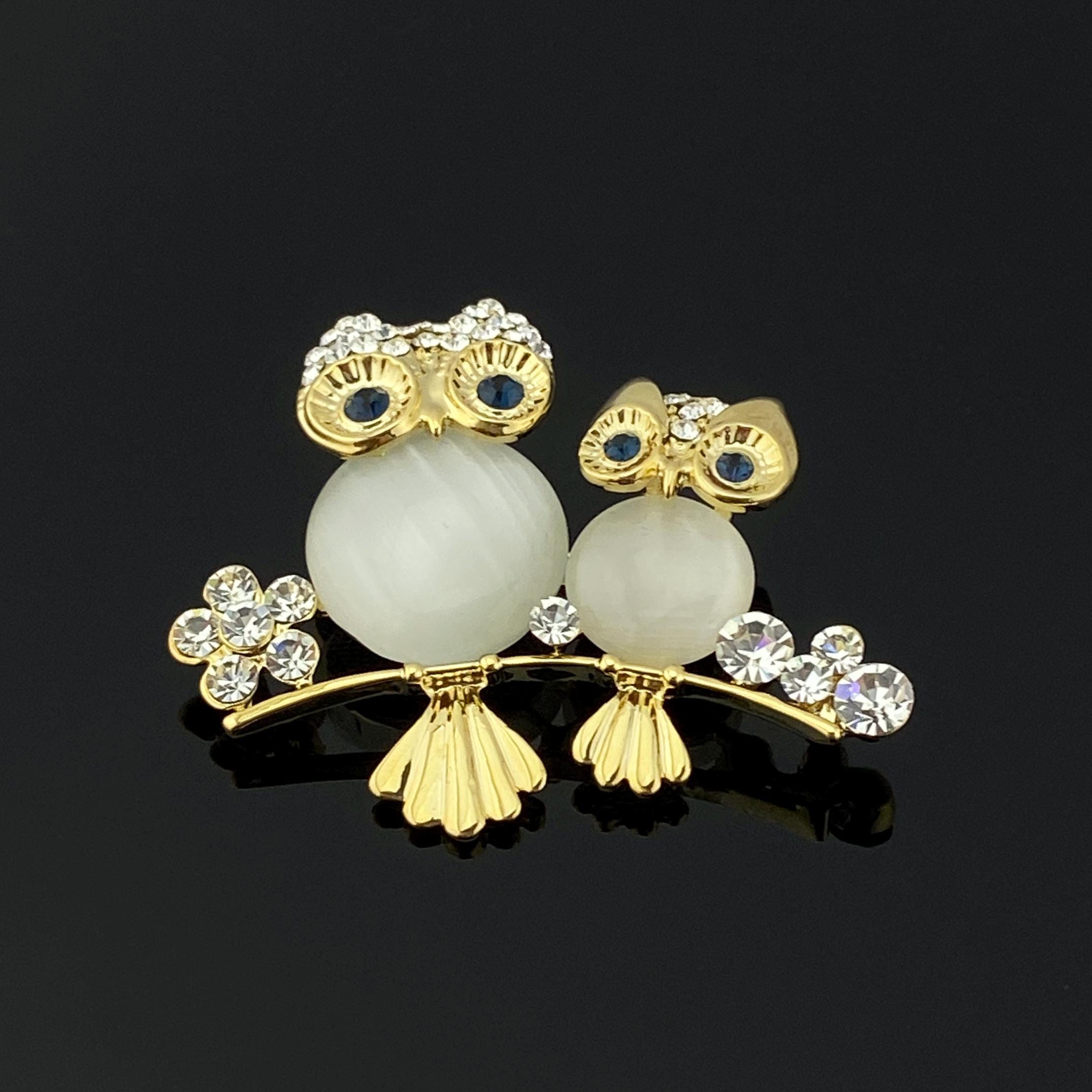 Owl Brooch Gold Crystal Cute Animal Gift