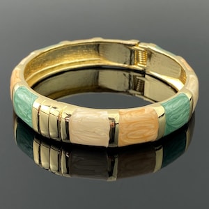 Block Bangle Bracelet, Gold Enamel Cuff, Retro Chunky Bracelet for Women, Fashion Jewelry Gift
