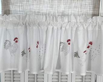 French Country Cottage Roosters Window Valance