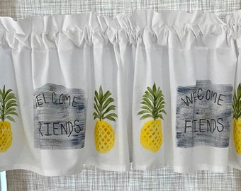 Welcome Friends Pineapple Window Valance