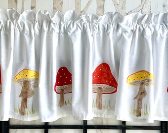 Mushrooms in the Kitchen Window Valance