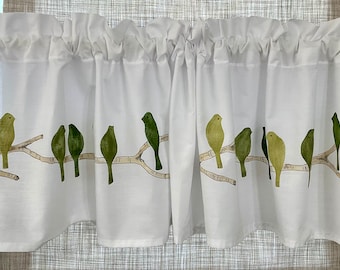 Green Birds Window Valance