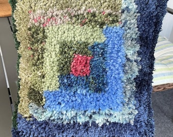Latch Hook Pillow Kit Log Cabin Quilt Design