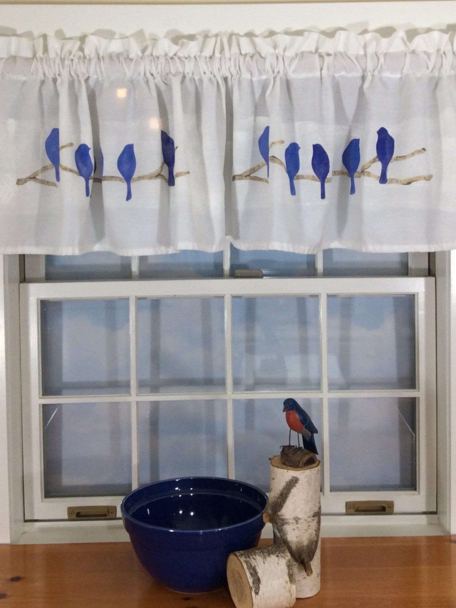 Blue Birds Valance Etsy